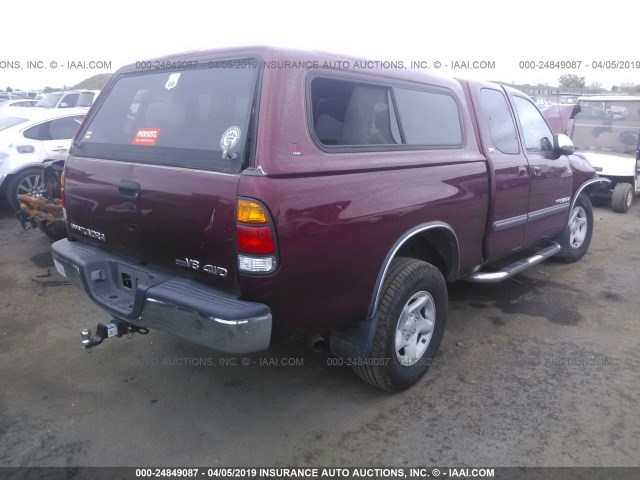 5TBBT44154S454749 - 2004 TOYOTA TUNDRA ACCESS CAB SR5 RED photo 4