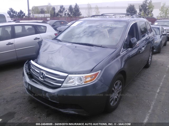 5FNRL5H65DB046788 - 2013 HONDA ODYSSEY EXL GRAY photo 2