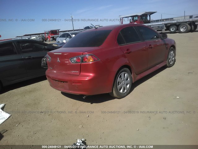 JA32U2FU4DU010711 - 2013 MITSUBISHI LANCER ES/ES SPORT RED photo 4