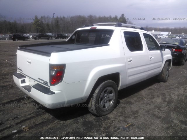 2HJYK16328H501737 - 2008 HONDA RIDGELINE RTX WHITE photo 4