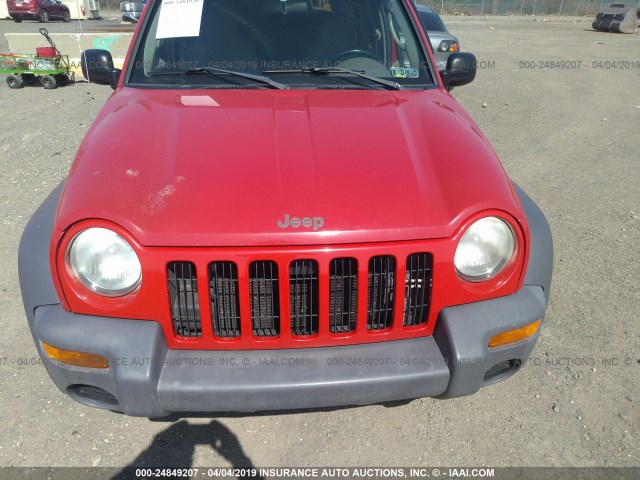 1J4GL48K73W568082 - 2003 JEEP LIBERTY SPORT/FREEDOM RED photo 6