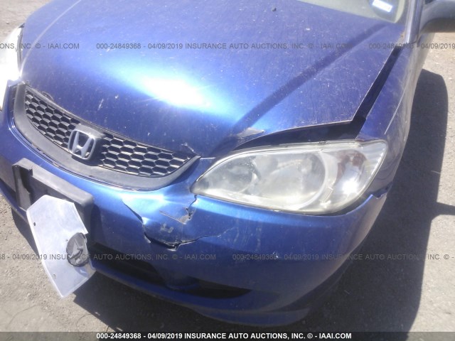 1HGEM213X5L061202 - 2005 HONDA CIVIC DX VP BLUE photo 6