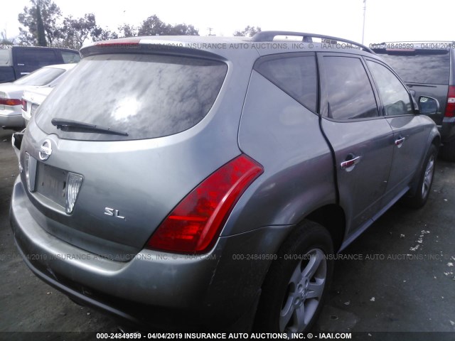 JN8AZ08T85W315615 - 2005 NISSAN MURANO SL/SE/S GRAY photo 4