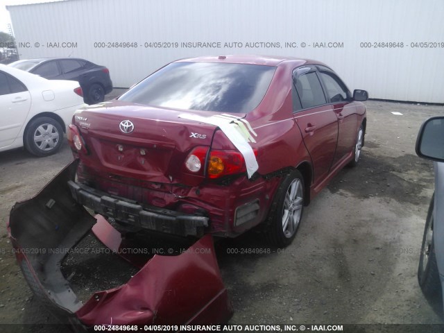 1NXBE40E29Z053605 - 2009 TOYOTA COROLLA XRS RED photo 4