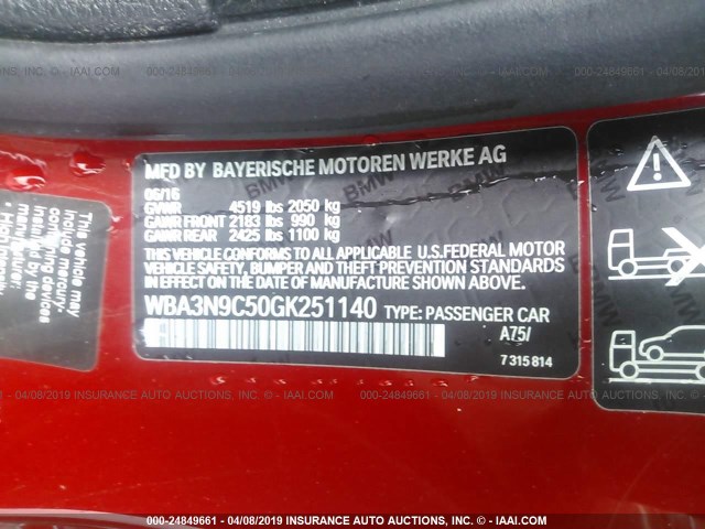 WBA3N9C50GK251140 - 2016 BMW 428 XI RED photo 9