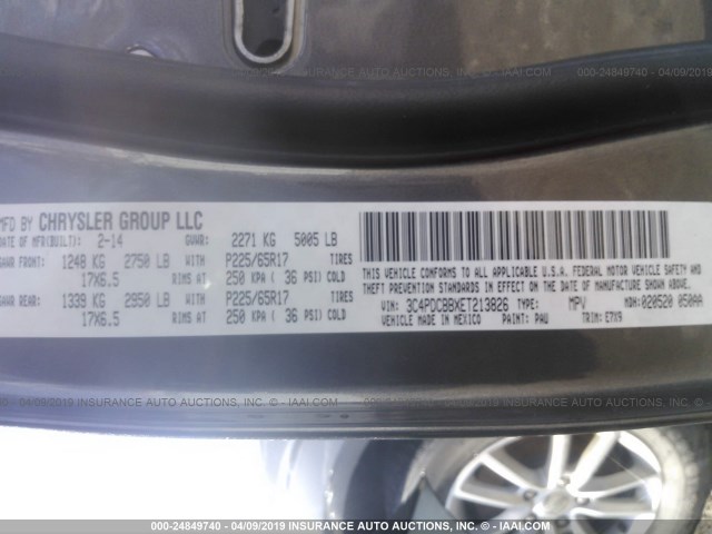 3C4PDCBBXET213826 - 2014 DODGE JOURNEY SXT GRAY photo 9