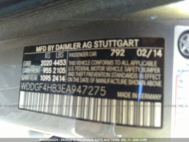 WDDGF4HB3EA947275 - 2014 MERCEDES-BENZ C 250 GRAY photo 9