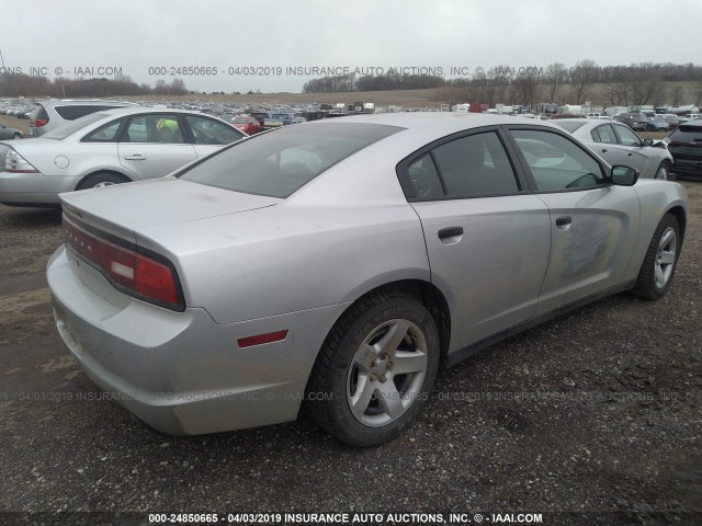 2C3CDXAT1EH248526 - 2014 DODGE CHARGER POLICE SILVER photo 4