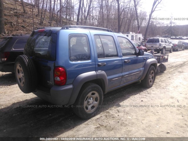 1J4GL48K13W715996 - 2003 JEEP LIBERTY SPORT/FREEDOM BLUE photo 4