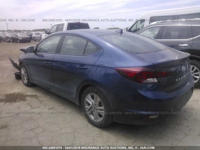 5NPD84LF5KH404953 - 2019 HYUNDAI ELANTRA SEL/VALUE/LIMITED BLUE photo 3