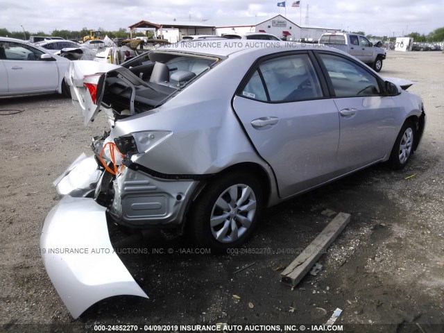 5YFBURHE8FP300756 - 2015 TOYOTA COROLLA L/LE/LE PLS/PRM/S/S PLS SILVER photo 4