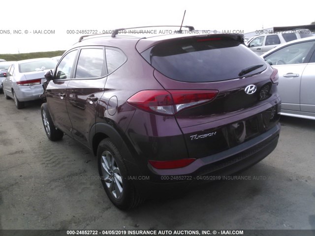 KM8J33A48HU461445 - 2017 HYUNDAI TUCSON LIMITED/SPORT AND ECO/SE MAROON photo 3