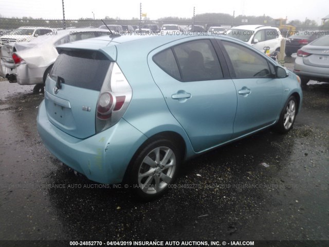 JTDKDTB38C1000252 - 2012 TOYOTA PRIUS C BLUE photo 4