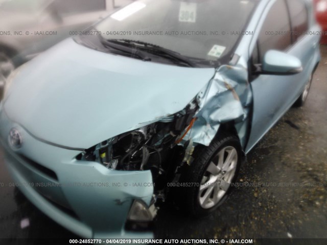 JTDKDTB38C1000252 - 2012 TOYOTA PRIUS C BLUE photo 6