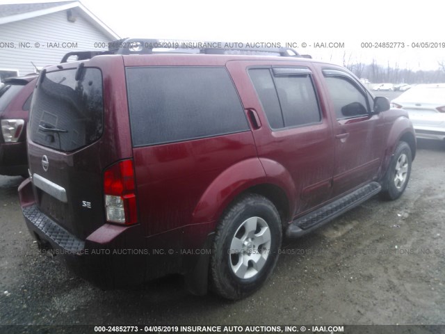 5N1AR18W76C678319 - 2006 NISSAN PATHFINDER LE/SE/XE MAROON photo 4