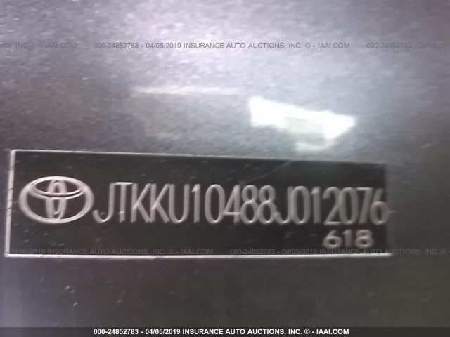 JTKKU10488J012076 - 2008 TOYOTA SCION XD SILVER photo 9