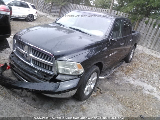 1C6RD6LT6CS229299 - 2012 DODGE RAM 1500 SLT BLACK photo 2