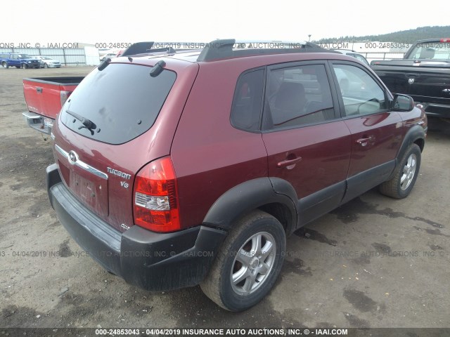 KM8JN72D45U079604 - 2005 HYUNDAI TUCSON GLS/LX RED photo 4