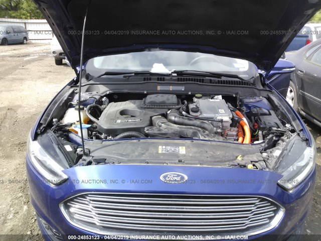 3FA6P0LUXDR385244 - 2013 FORD FUSION SE HYBRID BLUE photo 10