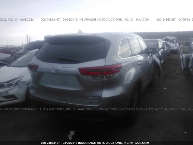 5TDJZRFH9HS469723 - 2017 TOYOTA HIGHLANDER SE/XLE GRAY photo 4