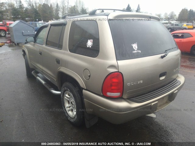 1D4HS48N73F587659 - 2003 DODGE DURANGO SLT GOLD photo 3