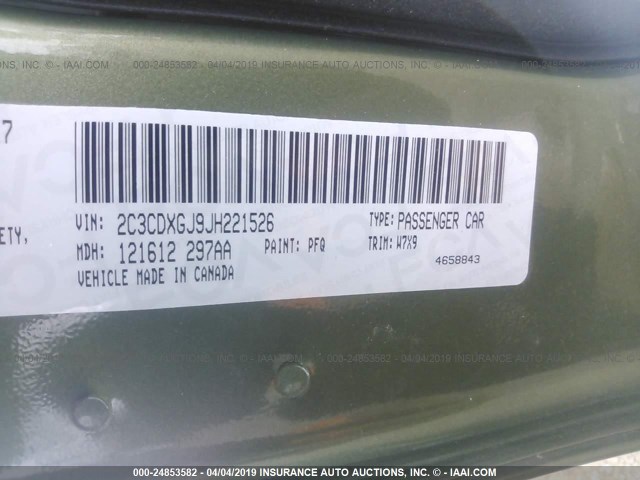 2C3CDXGJ9JH221526 - 2018 DODGE CHARGER R/T 392 GREEN photo 9