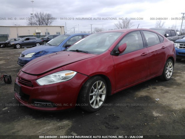 1C3CDFBA0DD139641 - 2013 DODGE DART SXT RED photo 2