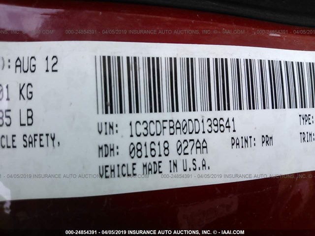 1C3CDFBA0DD139641 - 2013 DODGE DART SXT RED photo 9