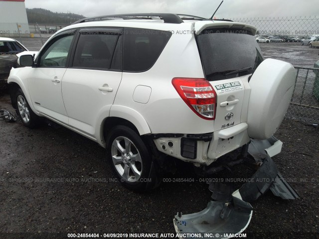 2T3DK4DV1BW054141 - 2011 TOYOTA RAV4 LIMITED WHITE photo 3