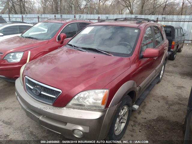 KNDJC733045285205 - 2004 KIA SORENTO EX/LX RED photo 2