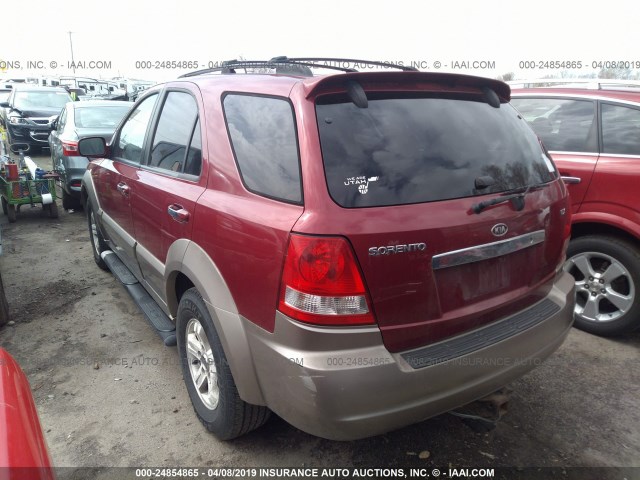 KNDJC733045285205 - 2004 KIA SORENTO EX/LX RED photo 3