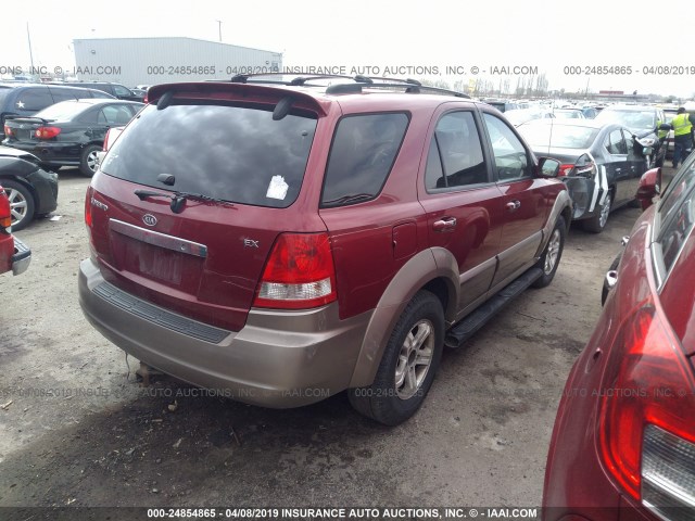 KNDJC733045285205 - 2004 KIA SORENTO EX/LX RED photo 4