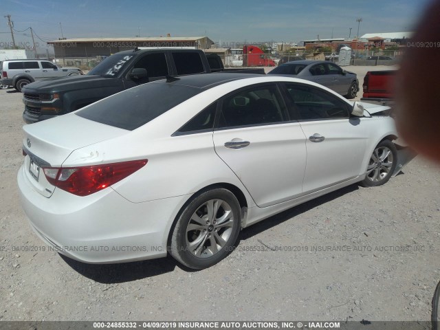 5NPEC4AC9DH681474 - 2013 HYUNDAI SONATA SE/LIMITED WHITE photo 4