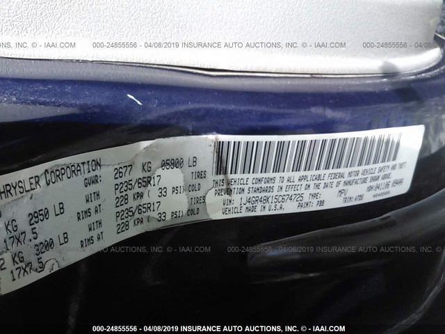 1J4GR48K15C674725 - 2005 JEEP GRAND CHEROKEE LAREDO/COLUMBIA/FREEDOM 棕色 照片 9