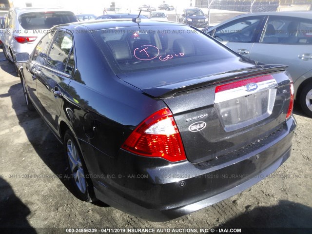 3FAHP0JA8CR196396 - 2012 FORD FUSION SEL BLACK photo 3
