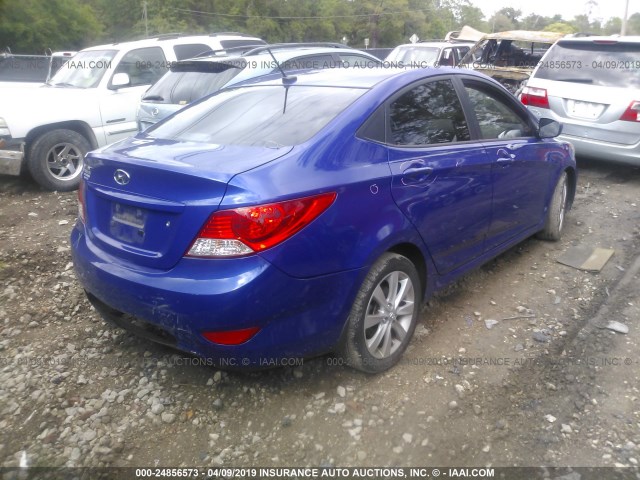 KMHCU4AEXDU313229 - 2013 HYUNDAI ACCENT GLS/SE BLUE photo 4