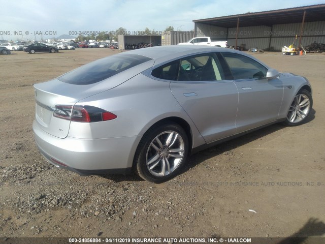 5YJSA1H10EFP34364 - 2014 TESLA MODEL S SILVER photo 4