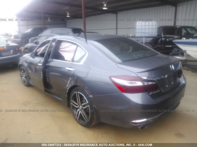 1HGCR2F58GA154396 - 2016 HONDA ACCORD SPORT GRAY photo 3