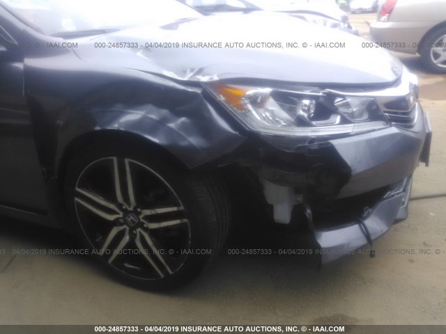 1HGCR2F58GA154396 - 2016 HONDA ACCORD SPORT GRAY photo 6