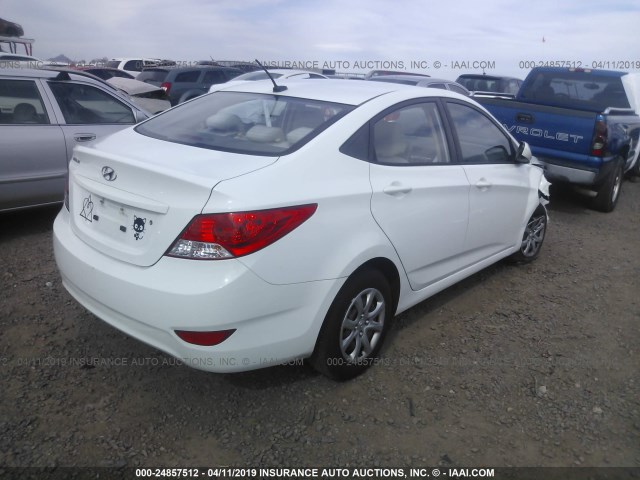 KMHCT4AE5CU194765 - 2012 HYUNDAI ACCENT GLS/GS WHITE photo 4