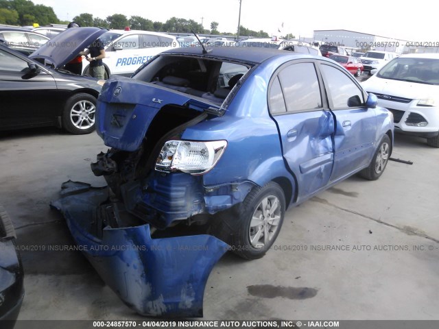 KNADH4A33A6632948 - 2010 KIA RIO LX/SX BLUE photo 4