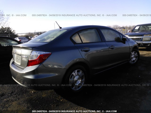 JHMFB4F26CS004033 - 2012 HONDA CIVIC HYBRID GRAY photo 4