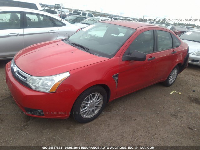 1FAHP35N48W272649 - 2008 FORD FOCUS SE/SEL/SES RED photo 2