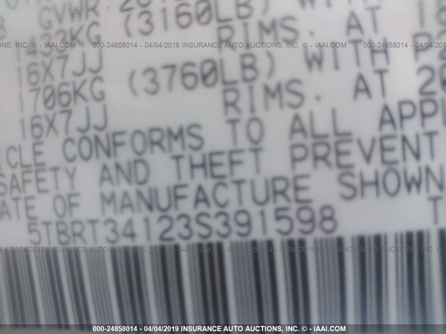 5TBRT34123S391598 - 2003 TOYOTA TUNDRA ACCESS CAB SR5 SILVER photo 9