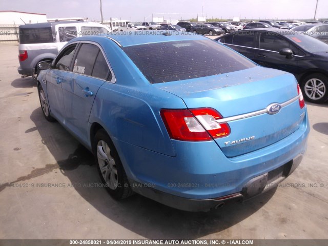 1FAHP2EW9BG136022 - 2011 FORD TAURUS SEL BLUE photo 3