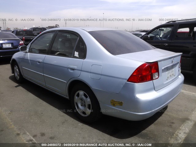 JHMES966X3S022613 - 2003 HONDA CIVIC HYBRID BLUE photo 3