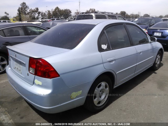 JHMES966X3S022613 - 2003 HONDA CIVIC HYBRID BLUE photo 4