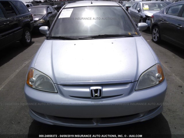 JHMES966X3S022613 - 2003 HONDA CIVIC HYBRID BLUE photo 6