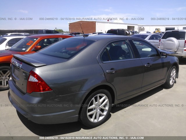 3FAHP0JA2AR421313 - 2010 FORD FUSION SEL GRAY photo 4