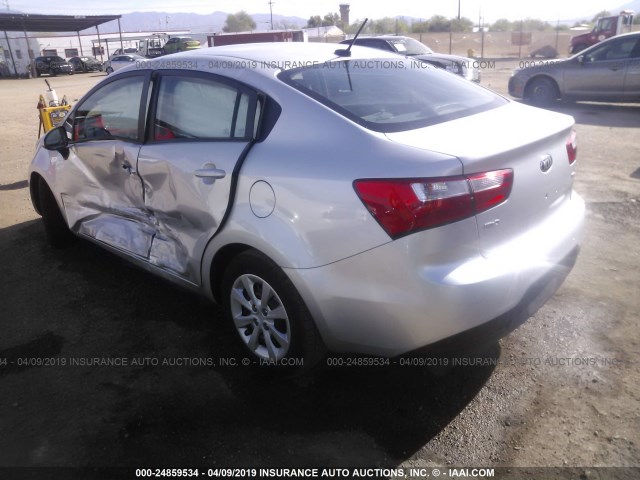 KNADM4A37F6442931 - 2015 KIA RIO LX SILVER photo 3